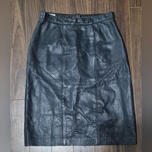 Vintage Bagatelle Leather Pencil Skirt Black Sz 6
